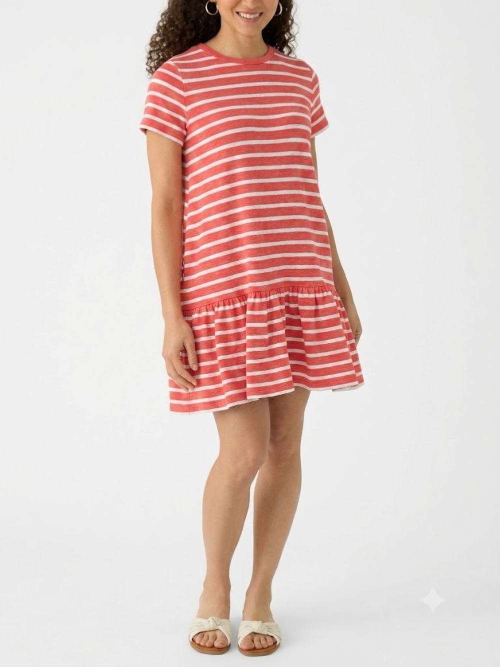 Crown & Ivy Women's Short Sleeve Flounce Hem Dress, Size L